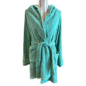 Jasmine & Ginger Teal Plush Bathrobe hoodie small